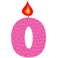Wall Mural - Birthday pink candle number 0
