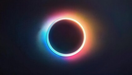 Poster - luminous glowing circular gradient halo with vibrant spectrum tones on dark background, perfect for technology or futuristic themes