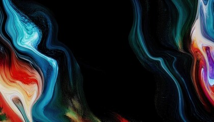 Poster - vivid fluid art design with swirling blue, red, and black abstract strokes for modern digital background or creative branding visuals