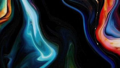 Aufkleber - vivid fluid art design with swirling blue, red, and black abstract strokes for modern digital background or creative branding visuals