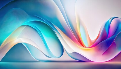 Poster - serene abstract wave design with soft pastel hues and flowing gradients for modern background, branding, or digital art inspiration