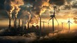 © Narongdet - Industrial pollution and renewable energy addressing global warming at dusk in an urban landscape