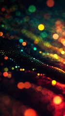 Poster - Abstract background with colorful bokeh lights illuminating a wavy textured surface, creating a vibrant and dynamic visual effect