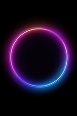 Poster - This minimalist design features vibrant neon light rings in purple and blue on a sleek dark background, providing ample clean space for custom text. The futuristic look enhances modern presentations