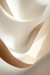 Poster - Soft clay shapes in shades of white, beige, and taupe create a serene and modern abstract background. Ample space is available for text overlay, enhancing the tranquil atmosphere