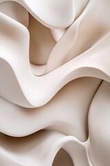 Poster - soft, curved clay shapes in shades of white, beige, and taupe create an organic and calming atmosphe