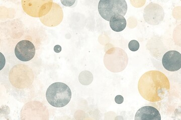 Poster - The background features a playful arrangement of abstract polka dots in soft neutral tones such as beige, light gray, and pastel yellow, providing ample space for creative text and designs