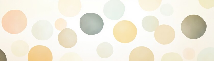 Poster - This modern background features an abstract polka dot design with soft neutral tones such as beige, light gray, and pastel yellow. Ideal for artistic projects needing text placement