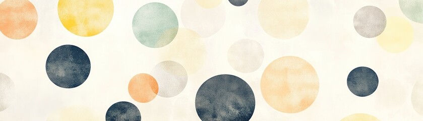 Poster - Enjoy an artistic modern background featuring a playful polka dot pattern in soft neutral tones like beige and pastel yellow. This design offers ample space for text overlays