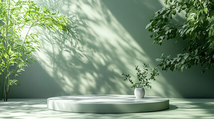 Poster - Serenity of a minimalist indoor space with natural elements and soft lighting