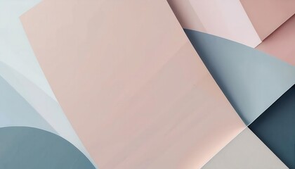 Aufkleber - abstract pastel geometric composition with soft curves and angular shapes in muted blue and beige tones, ideal for minimal decor or branding