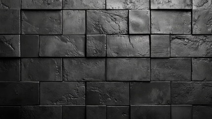 Poster - Dark gray square tiles wall texture background