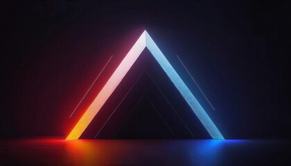 Aufkleber - vivid neon light pyramid in abstract futuristic symmetry with dark gradient background, ideal for tech design or digital art concepts
