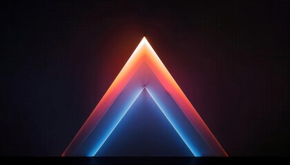 Aufkleber - vivid neon light pyramid in abstract futuristic symmetry with dark gradient background, ideal for tech design or digital art concepts