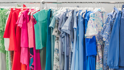 Poster - A rack of clothes with a green shirt and a white shirt. The green shirt has a star on it