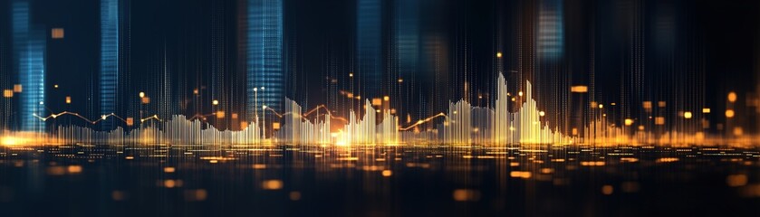 Poster - This background features abstract financial graphs in gold tones on a dark navy blue backdrop, creating a sleek, professional atmosphere perfect for wealth management presentations and materials
