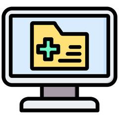 Poster - Digital Health Record Outline Color Icon