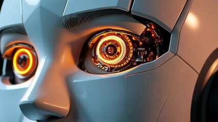 Poster - Exploring the intricate details of a robotic eye with glowing mechanics and advanced technology. Generative AI
