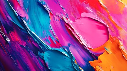Aufkleber - Close-up view of an abstract oil painting displaying vibrant with swirling colors thick brushstrokes.