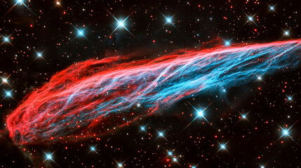 Wall Mural - Cosmic Nebula: A vibrant swirl of red and blue hues in the vast expanse of space. Explore the celestial wonders of the universe!