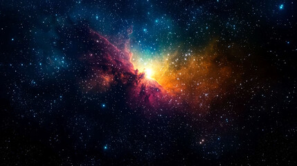 Wall Mural - Cosmic Nebula: A vibrant swirl of colors in the vast universe. Explore the celestial wonders and the mysteries of deep space.