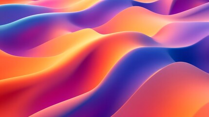 Poster - Abstract vibrant wavy background, colorful 3D render.