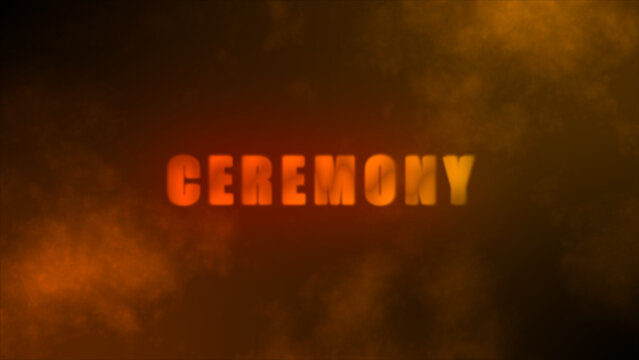 Ceremony text neon on background. A text neon illustration on background.