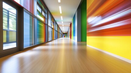 Poster - A surreal corridor filled with vivid hues and a sense of movement