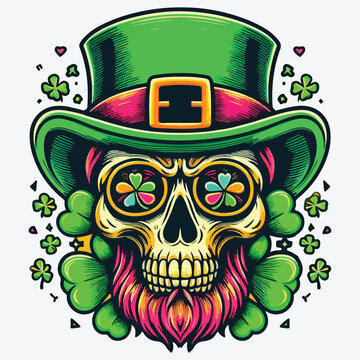 Saint Patrick skull graphic character stock illustration