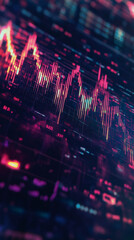 Leinwandbilder - Displaying an increasing trend on a vibrant stock market chart, highlighting growth and profit on a digital screen in a futuristic setting