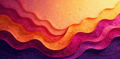 Wall Mural - abstract wavy layers of vibrant hues in a gradient of sunset colors