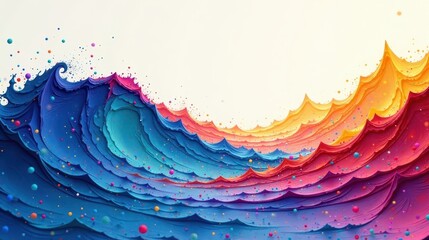 Wall Mural - vibrant hues cascading in a rhythmic wave of color, embellished with joyful speckles of paint