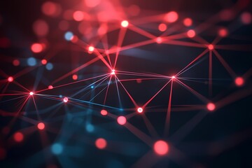 Poster - Abstract Red and Blue Network Connections