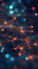 Fototapete - Plexus effect with glowing dots and lines forming a network, representing internet connections, big data, or machine learning