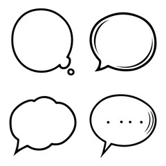 Poster - PNG doodle speech bubble set, transparent background
