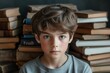 © Tetiana - Thoughtful boy among stacks of books