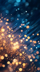 Poster - Fiber optic cables transmitting data creating a beautiful bokeh effect with glowing lights