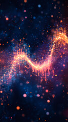 Aufkleber - Luminescent digital wave rippling through cosmic darkness, revealing interconnected network flow with dynamic particle movement