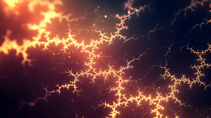 Wall Mural - abstract glowing fractal patterns representing energy fields in physics, sharp and detailed on a dar