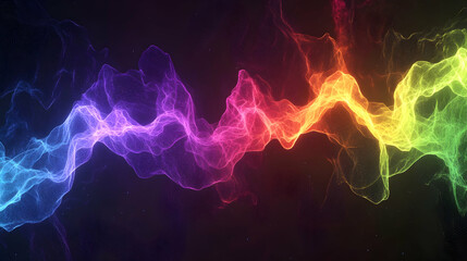 Canvas Print - abstract glowing particle waveforms in a vibrant spectrum of colors, representing energy flow, set a