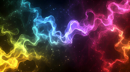 Wall Mural - abstract glowing particle waveforms in a vibrant spectrum of colors, representing energy flow, set a