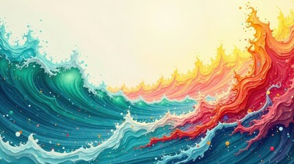 Wall Mural - abstract colorful ocean waves design a vivid and dynamic seascape of multi-hued water in motion