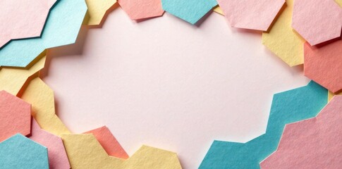 Wall Mural - pastel hexagon shapes forming a frame for text or design