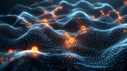 Poster - detailed visualization of carbon dioxide molecules in motion, with glowing bonds and precise molecul