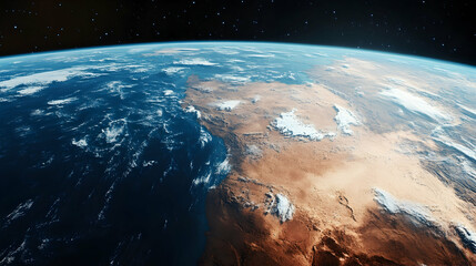 Wall Mural - high-resolution view of earth surface from space, showcasing sharp details of continents, oceans and