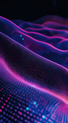Poster - abstract futuristic background showing a digital wave flowing in cyberspace with glowing particles
