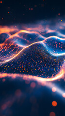 Aufkleber - Abstract wave of glowing particles in digital space, creating a sense of movement and energy