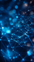 Aufkleber - Glowing digital network nodes interconnecting, symbolizing technological advancement through abstract connectivity pattern
