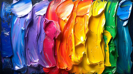 Poster - Vibrant Rainbow Oil Paint Texture Abstract Background