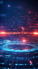 Aufkleber - Circular holographic heads-up display visualizing data and information in a futuristic digital environment, perfect for technology and innovation concepts